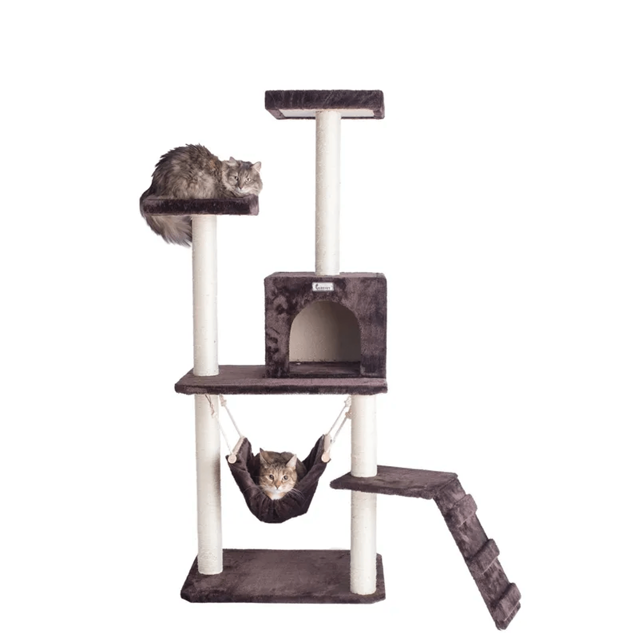 LifePet Cat Tree 57-Inch with Four Levels and Real Wood Climber - Durable and Stylish