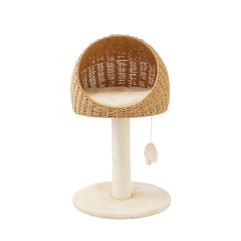 LifePet Cat Climbing Rack Tree Nest - Rustic Rattan Design for Active Cats