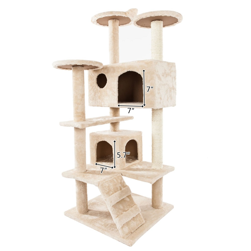 Cat Climbing Sisal Rope Tower – Multi-Level Tree with Stairs & Houses