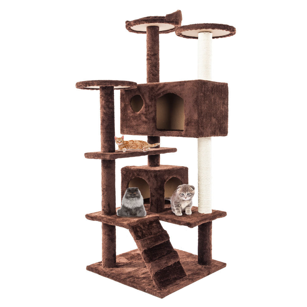 LifePet Multi-Level Cat Climbing Tower Gray - Includes Sisal Rope Stairs and Cozy Houses