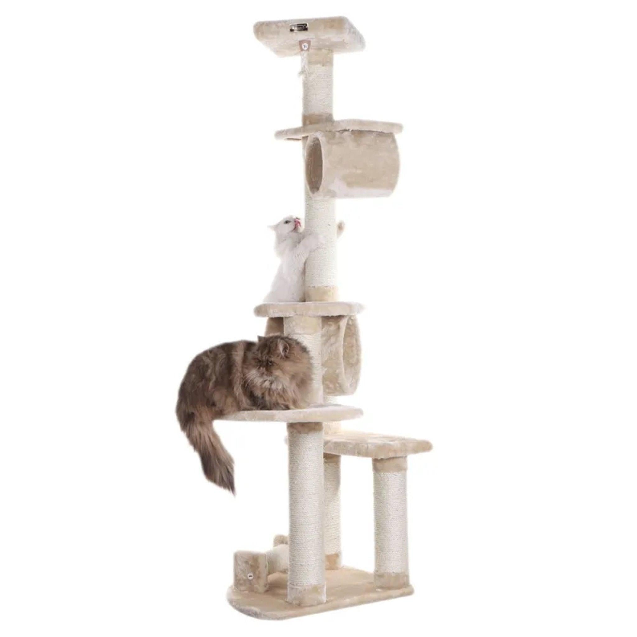 LifePet Cat Tree 74" Real Wood with Cured Sisal - Multiple Perches for Ultimate Comfort