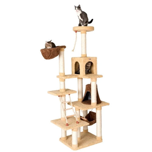 LifePet Cat Climber 78 Inch Real Wood Multi-Level Cat Tower - Durable Play House for Cats - 1