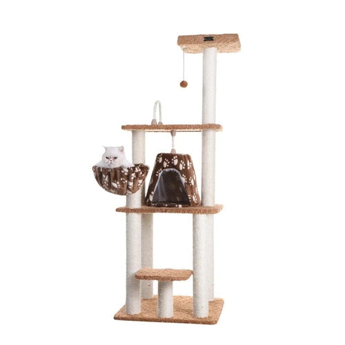 LifePet Cat Tower Brown with Playhouse and Scratching Posts - Durable and Engaging - 1