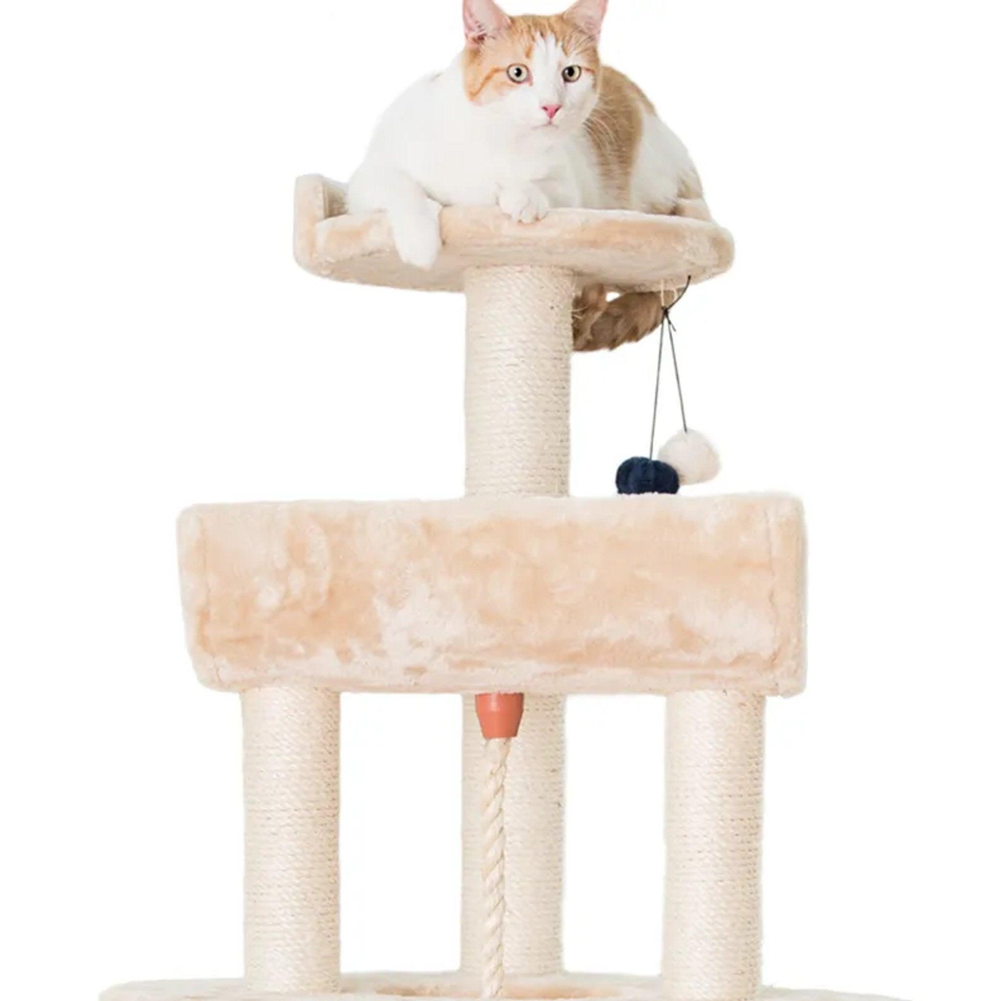 LifePet Cat Tower Real Wood 48 Inch with Lounge and Sisal Rope - Durable and Stylish