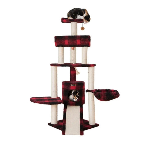 LifePet Cat Tower Real Wood 48 Inch with Lounge and Sisal Rope - Durable and Stylish - Beige