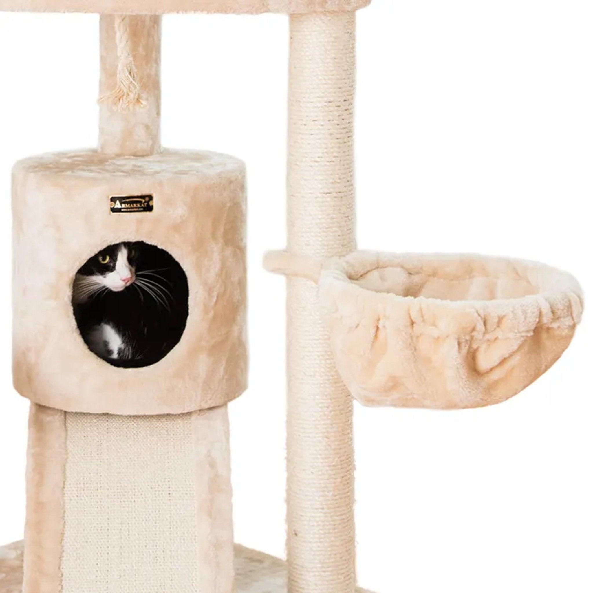 LifePet Cat Tower Real Wood 48 Inch with Lounge and Sisal Rope - Durable and Stylish