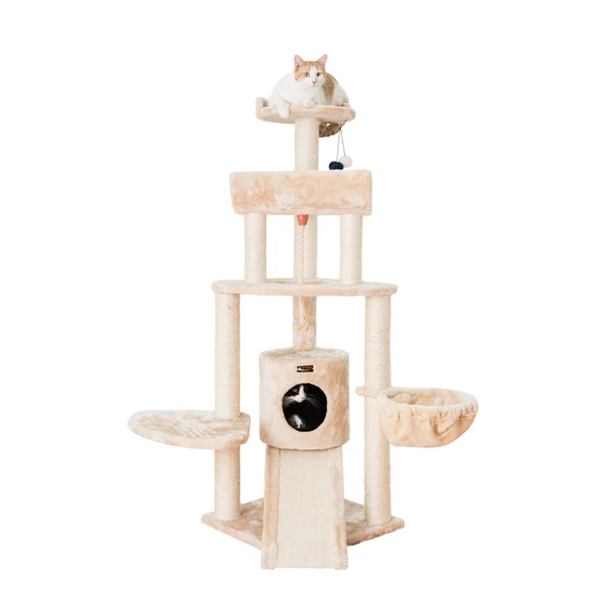 LifePet Cat Tower Real Wood 48 Inch with Lounge and Sisal Rope - Durable and Stylish