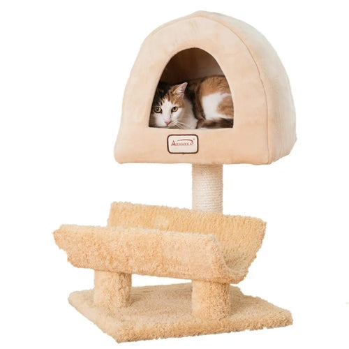 LifePet Cat Condo 3-Tier Scratching Post Faux Fleece - Comfortable and Durable Design - 1