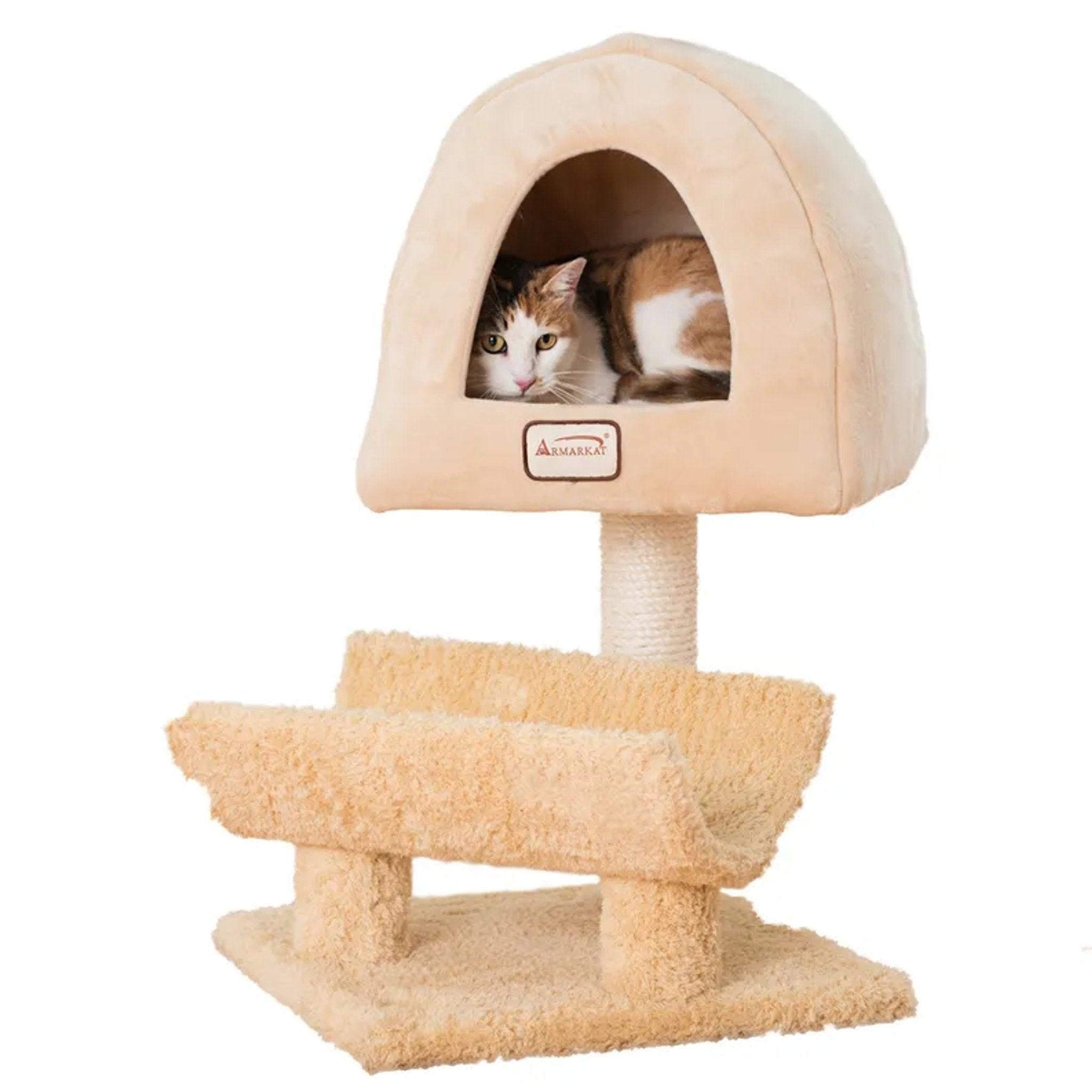 LifePet Cat Condo 3-Tier Scratching Post Faux Fleece - Comfortable and Durable Design