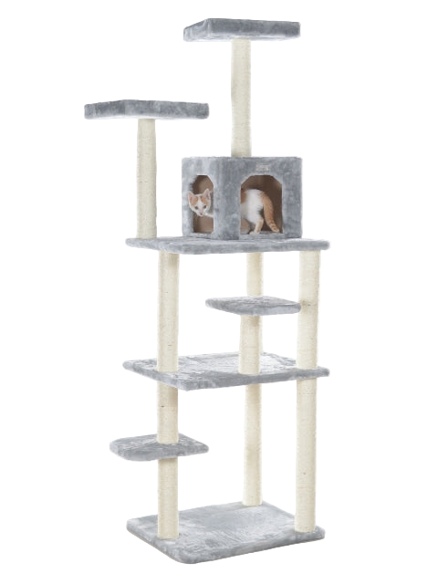 LifePet Cat Tree 74-Inch Real Wood - 7-Level Multi-Tier Playground for Cats