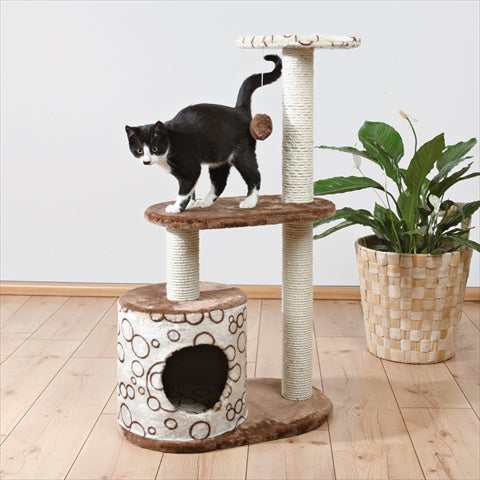 LifePet Cat Tree Brown and Beige Plush Tower with Condo - Cozy Space for Cats